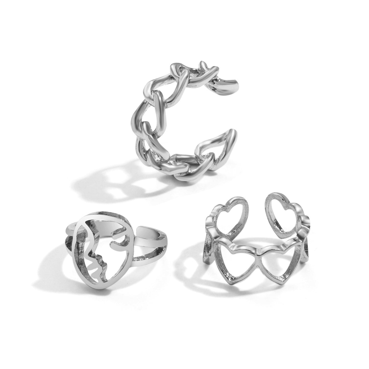 Creative Alloy Geometric Joint Ring Set