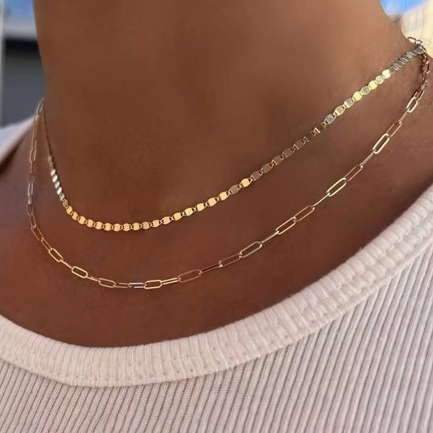 Womens Retro Alloy Layered Clavicle Necklace