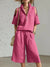 Womens Short-Sleeve Shirt And Shorts Loose Pants Two-Piece Set