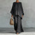 Womens Minimalist Relaxed-fit Top And Wide-leg Pants Set