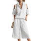 Womens Short-Sleeve Shirt And Shorts Loose Pants Two-Piece Set