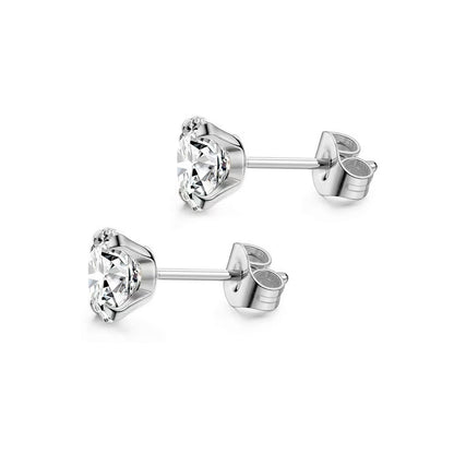 Stainless Steel Piercing Titanium Stud Earrings With Zircon Inlays