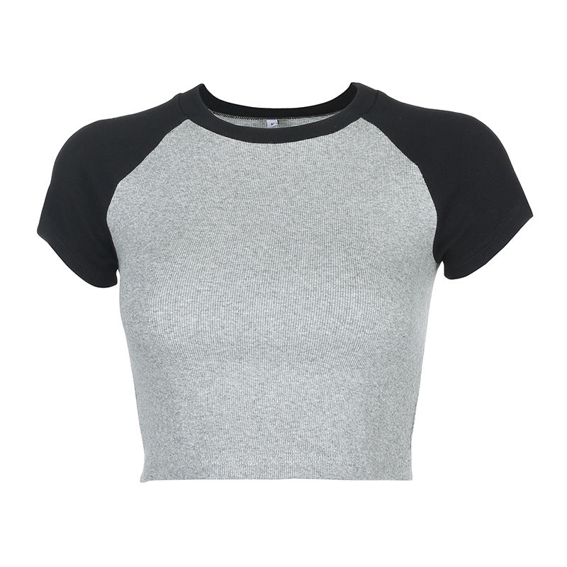 Color matching angel print short sleeve
