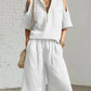Womens Short-Sleeve Shirt And Shorts Loose Pants Two-Piece Set