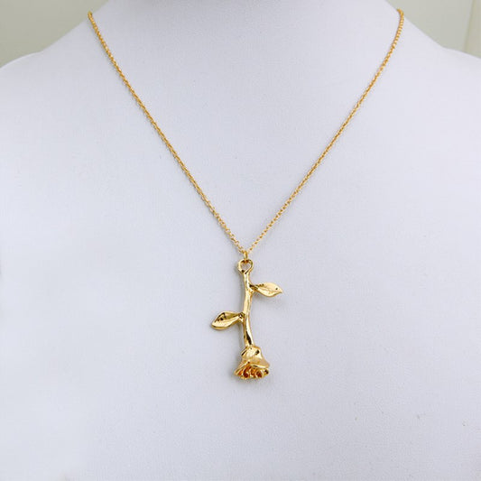Pink gold rose color pendant necklace