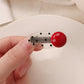 Red Stereo Love Heart-shaped Hairpin French Retro Dots Willow Leaf Clip