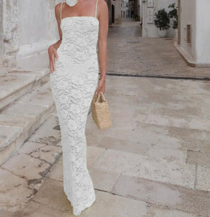 Sling Lace See-through Slim-fit Sheath Dress