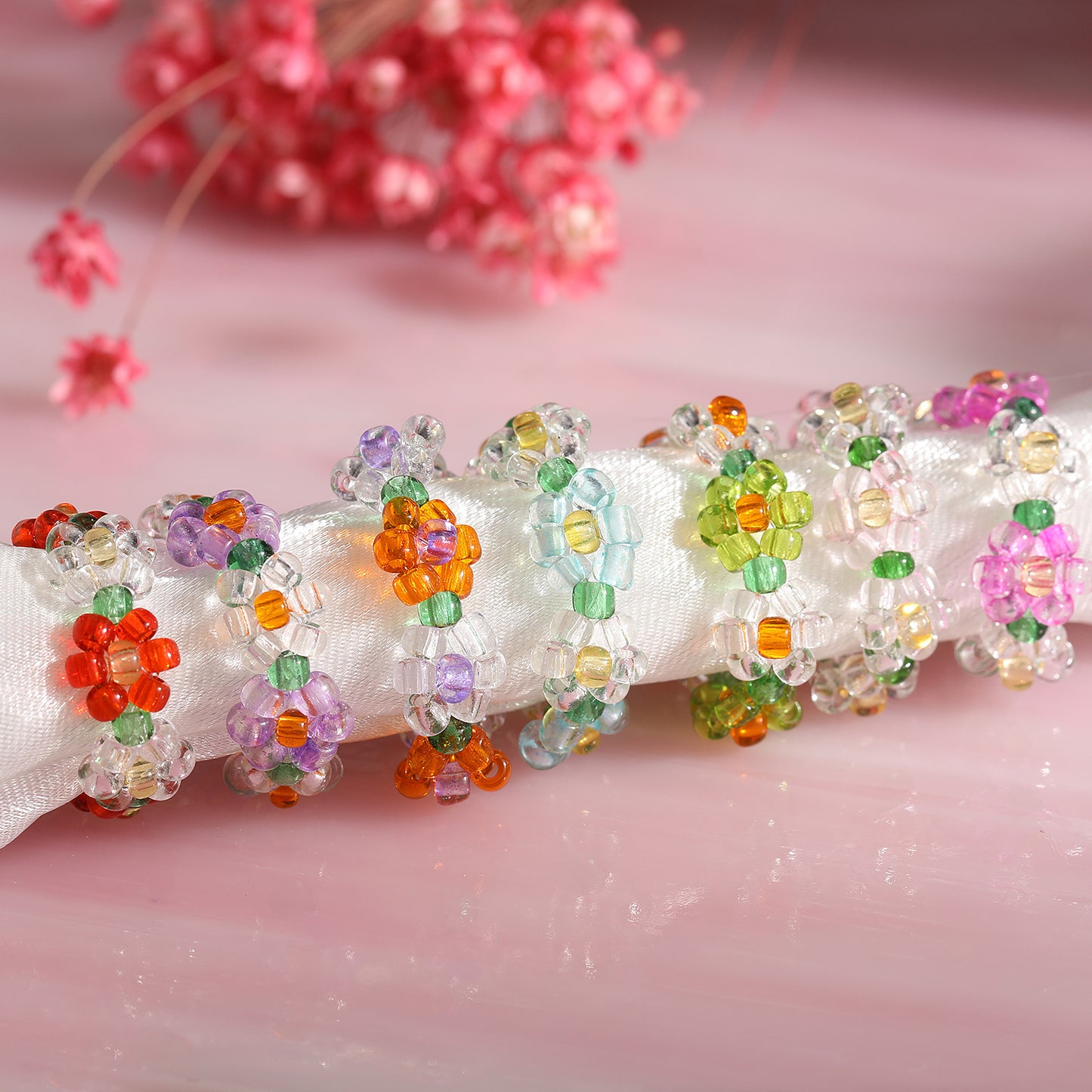European And American Ins Style Creative Stretch Crystal Beads Ring Internet Celebrity