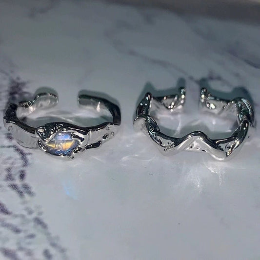 Moonstone Irregular Ring Wave Geometric Ring For Women