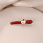 Red Stereo Love Heart-shaped Hairpin French Retro Dots Willow Leaf Clip