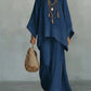 Womens Minimalist Relaxed-fit Top And Wide-leg Pants Set
