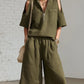 Womens Short-Sleeve Shirt And Shorts Loose Pants Two-Piece Set