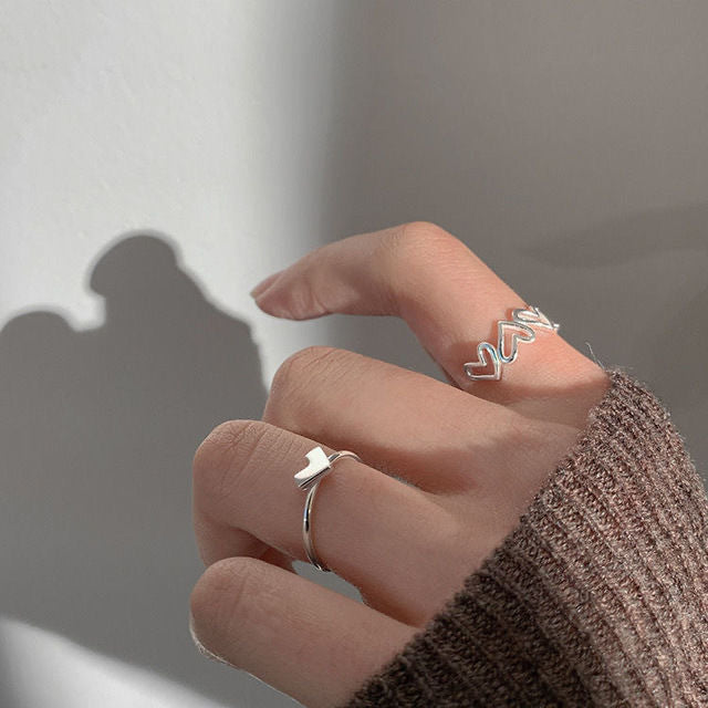Women's Vintage Heart Opening Adjustable Ring Set
