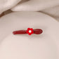 Red Stereo Love Heart-shaped Hairpin French Retro Dots Willow Leaf Clip