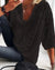 Lace Stitching U-neck 3 4 Sleeve T-shirt