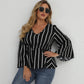 Long-sleeved V-neck Slim-fit Blouse