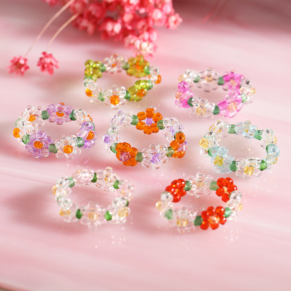 European And American Ins Style Creative Stretch Crystal Beads Ring Internet Celebrity