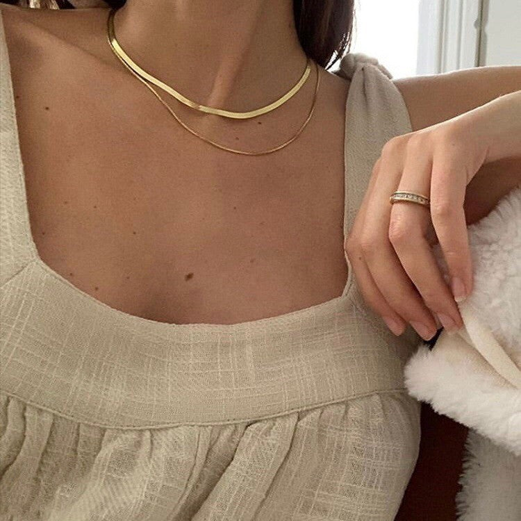 Womens Retro Alloy Layered Clavicle Necklace