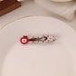 Red Stereo Love Heart-shaped Hairpin French Retro Dots Willow Leaf Clip