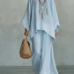 Womens Minimalist Relaxed-fit Top And Wide-leg Pants Set