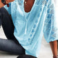 Lace Stitching U-neck 3 4 Sleeve T-shirt