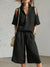 Womens Short-Sleeve Shirt And Shorts Loose Pants Two-Piece Set