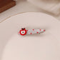 Red Stereo Love Heart-shaped Hairpin French Retro Dots Willow Leaf Clip