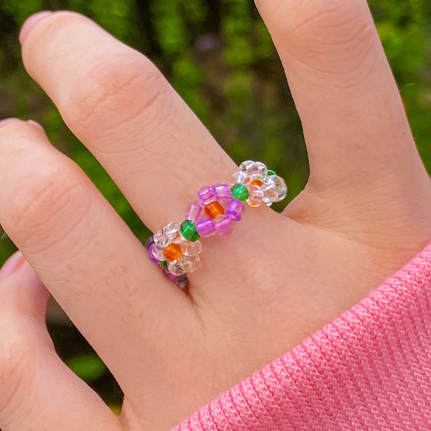 European And American Ins Style Creative Stretch Crystal Beads Ring Internet Celebrity
