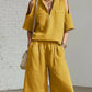 Womens Short-Sleeve Shirt And Shorts Loose Pants Two-Piece Set