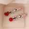 Red Stereo Love Heart-shaped Hairpin French Retro Dots Willow Leaf Clip